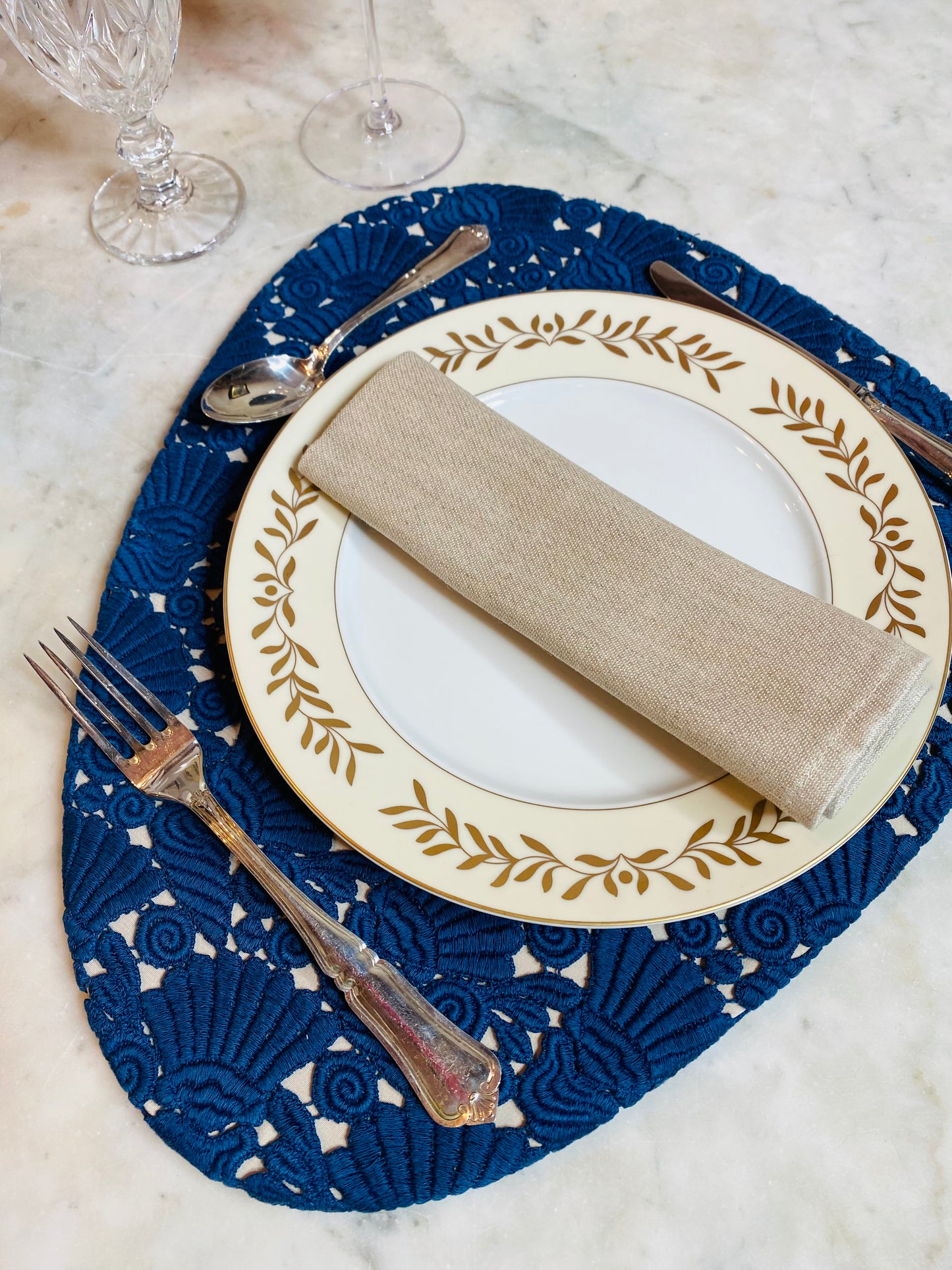 Tully Guipure Fleurs Bleu