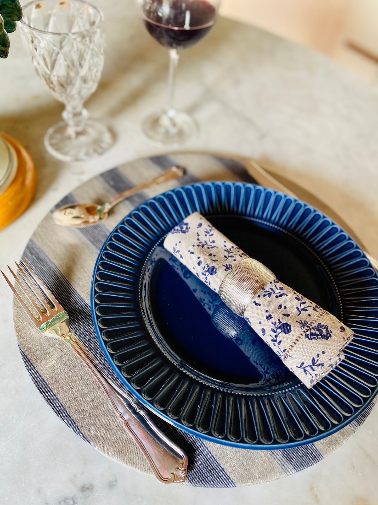 Olympia Gris Rayures Bleues